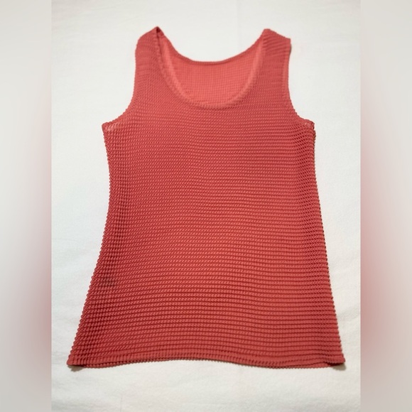 Babette Crinkle Sheer Tank Top Coral/Orange Size Medium EUC - Picture 3 of 9